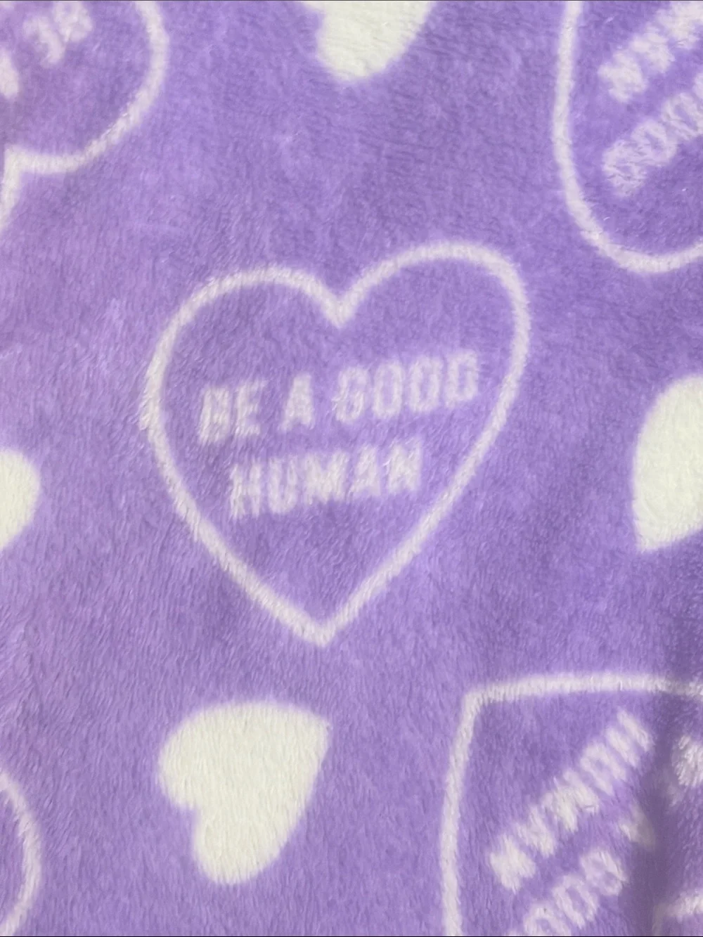 Purple Heart-Print Fleece Joggers - 'Be A Good Human'
